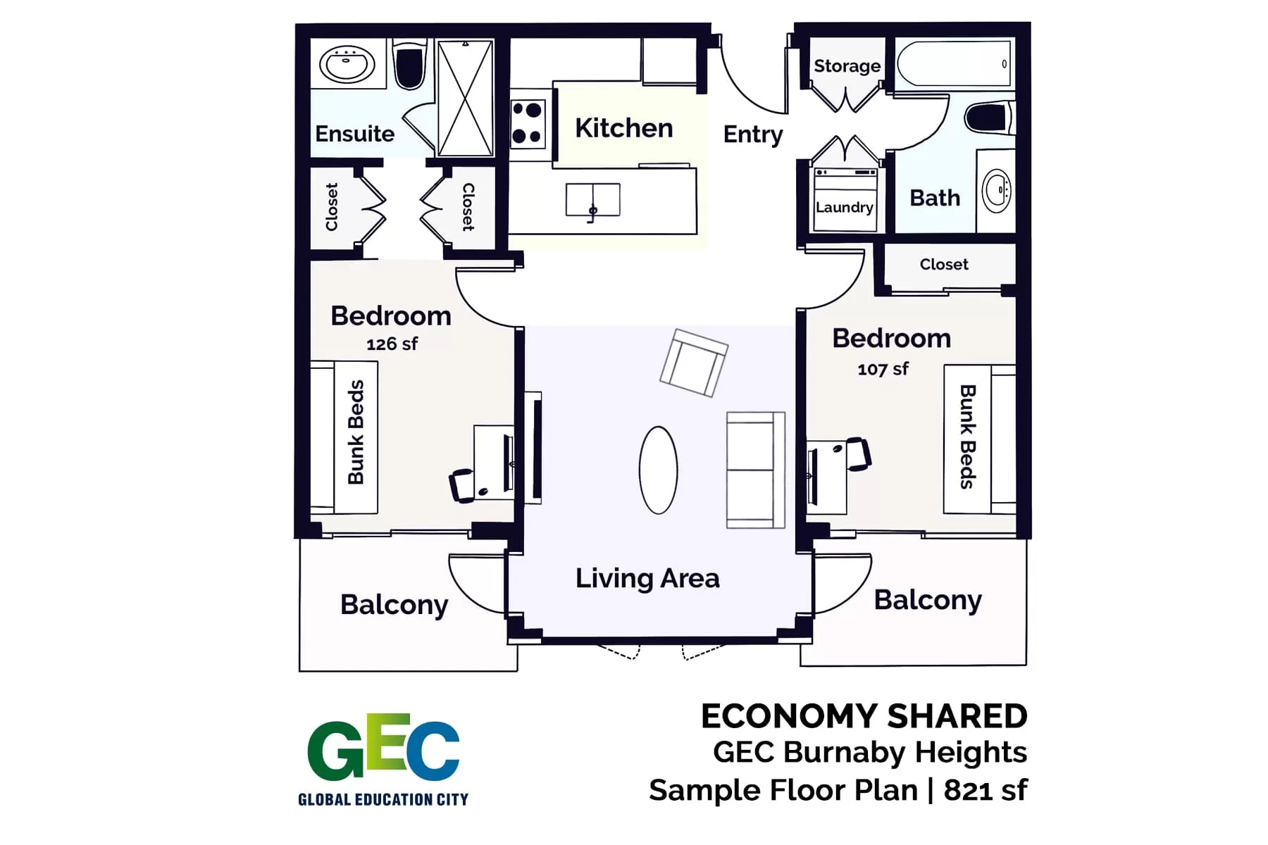 Economy Shared Bedroom floor plan