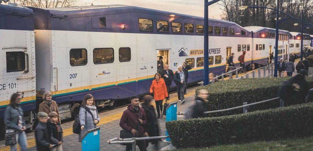 Commuters coming out of the West Coast Express 